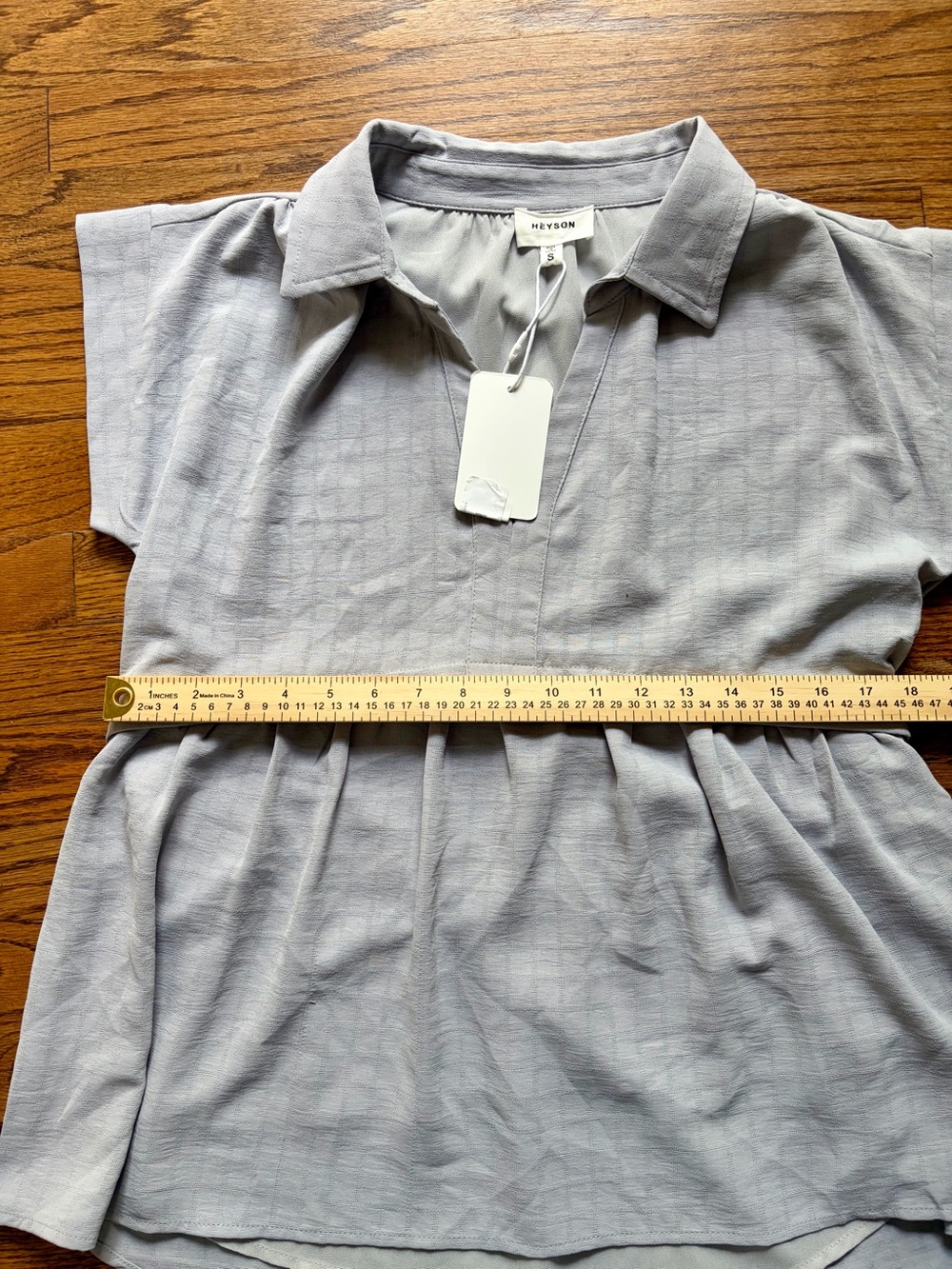 Casual Collar Peplum Blouse in Light Gray - Picture 7 of 11
